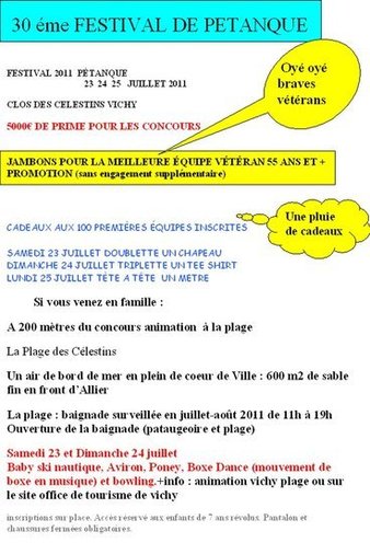 30 ème festival de VICHY pétanque .