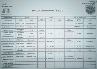 Categorisation , nouvelles grilles de points de categorisation , dates de Championnats 2012