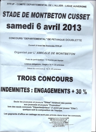 CONCOURS DEPARTEMENTAL MONTBETON CONCOURS DEPARTEMENTAL MONTBETON