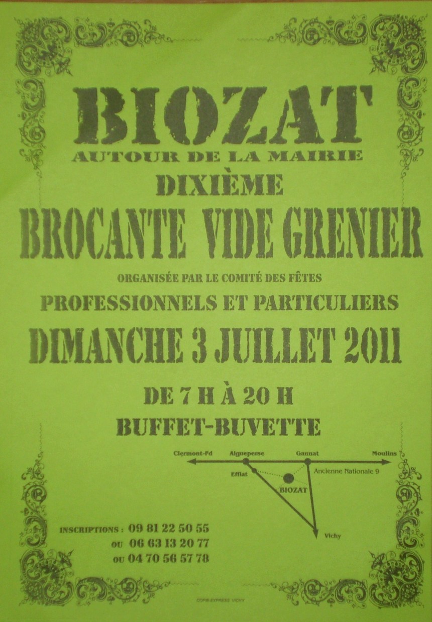 BROCANTE à BIOZATLe Dimanche 3 Juillet 2011