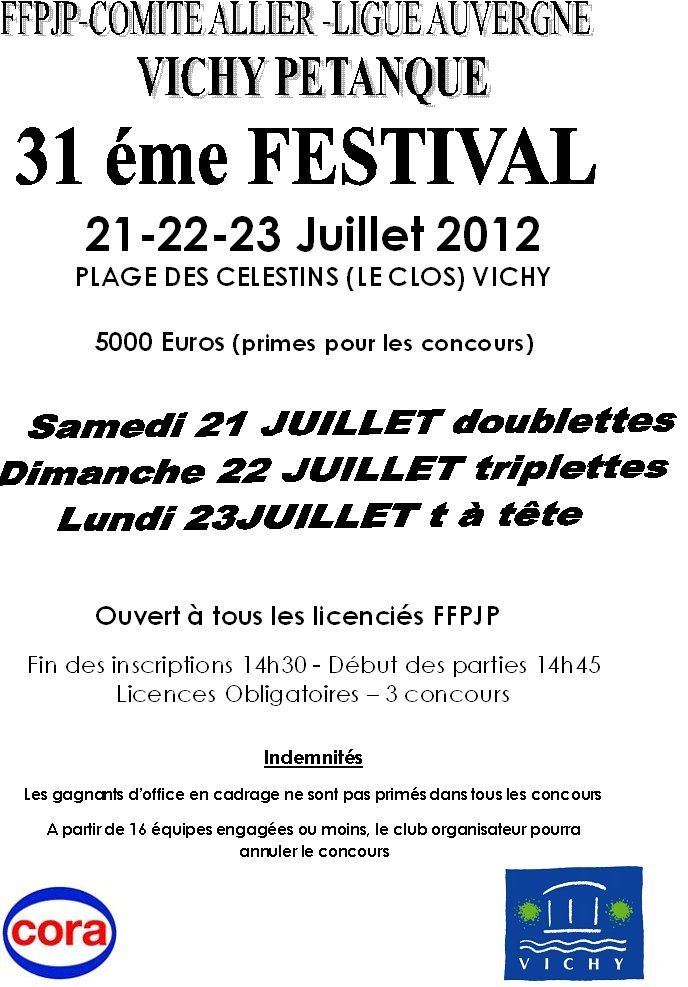 Festival de vichy pétanque