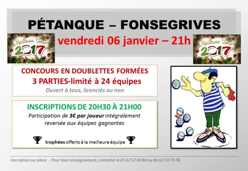 Concours en 3 parties du vendredi soir Concours en 3 parties du vendredi soir
