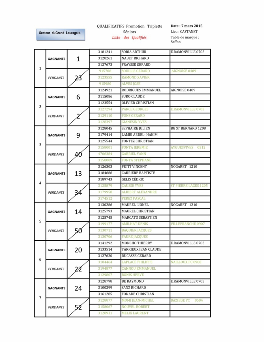 Championnat secteur triplette promotion et triplette féminin du Grand Lauragais 2015