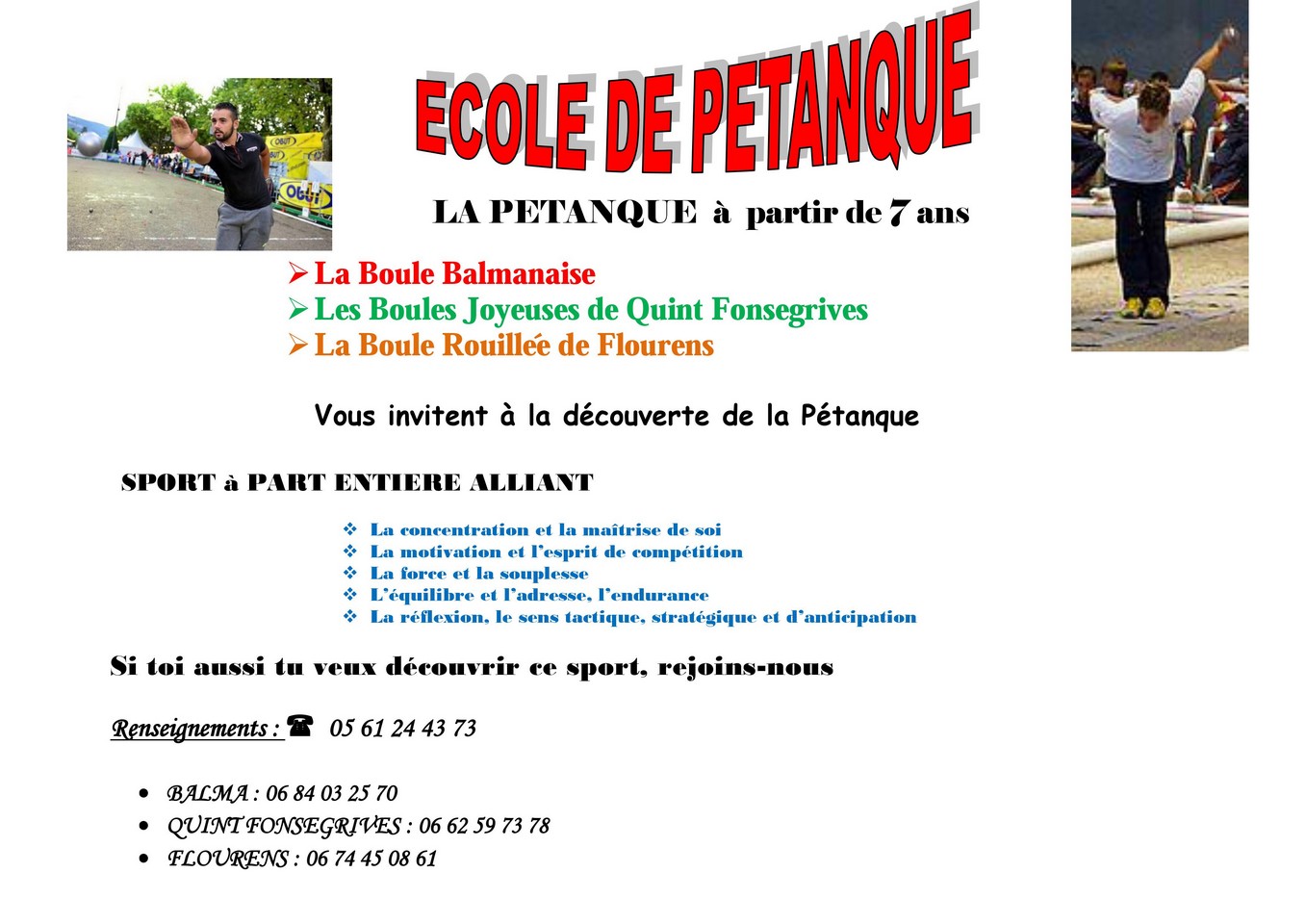 Reprise de l'école de pétanque