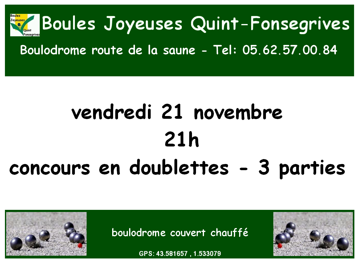 Concours vendredi 21 novembre 21h