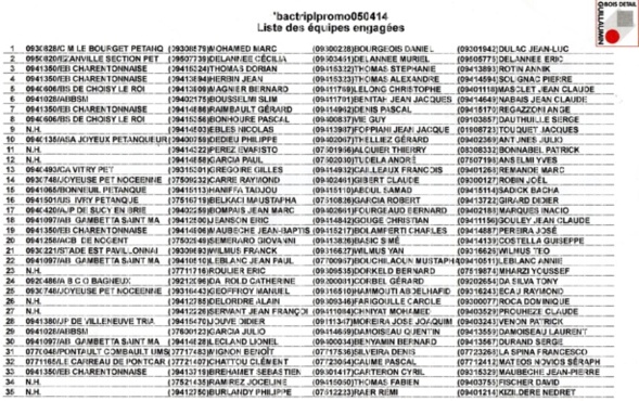 Concours 54 Triplettes Promotion à la Campionoise le : 05.04.2014 Concours 54 Triplettes Promotion à la Campionoise le : 05.04.2014