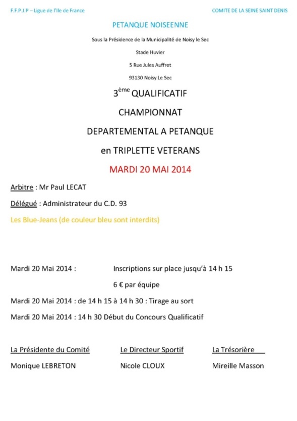 3ème Qualificatif Vétérans Pétanque Noiséenne 3ème Qualificatif Vétérans Pétanque Noiséenne