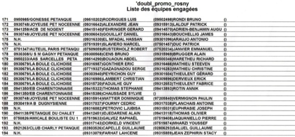 Concours Doublette Promotion Rosny Sour Bois 01.11.2014 Concours Doublette Promotion Rosny Sour Bois 01.11.2014