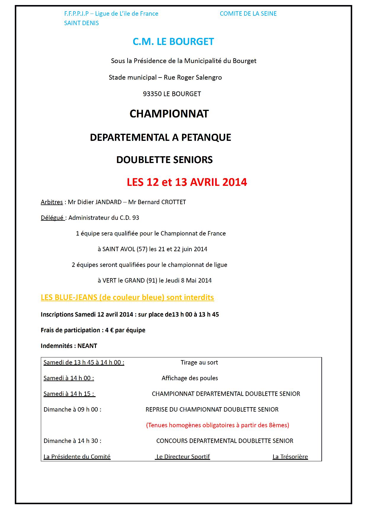 Championnat Départemental Séniors ! Championnat Départemental Séniors !