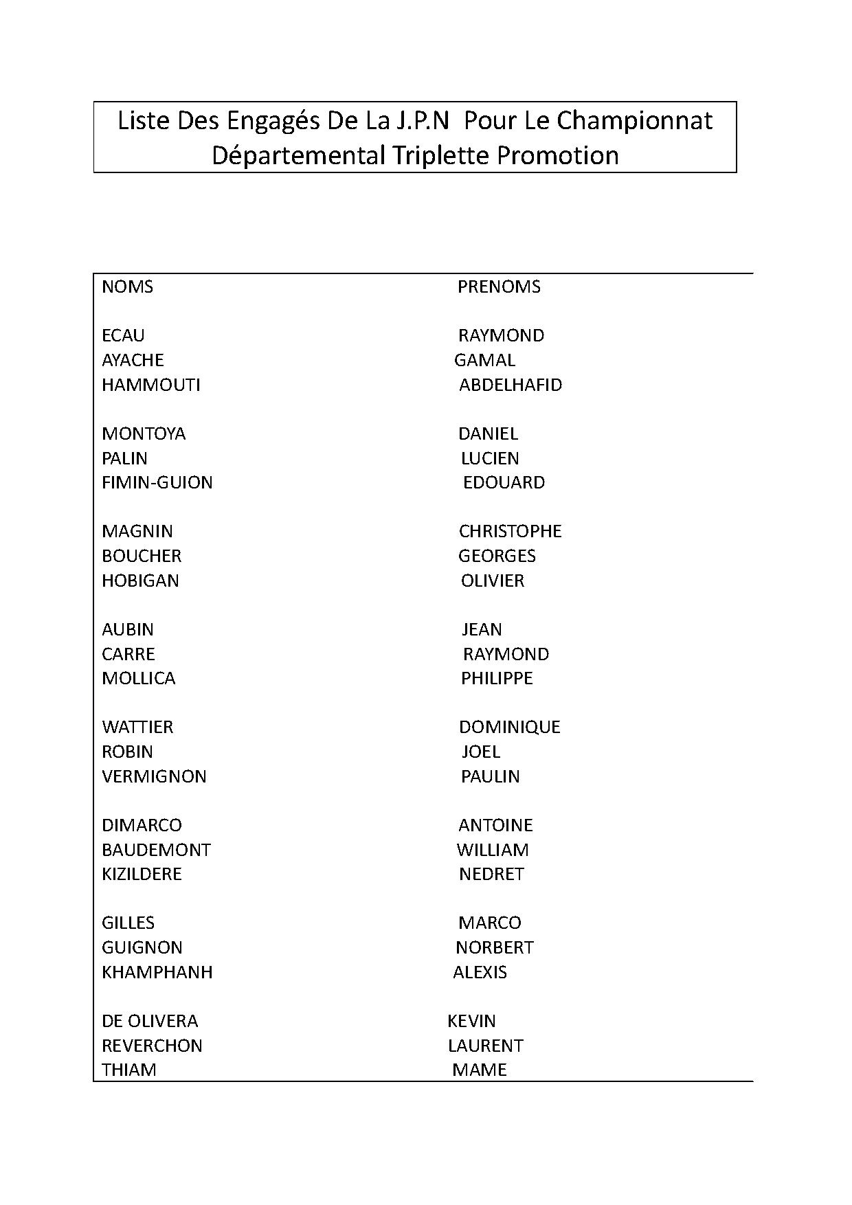 8 TRIPLETTES ENGAGEES DE LA J.P.N 8 TRIPLETTES ENGAGEES DE LA J.P.N