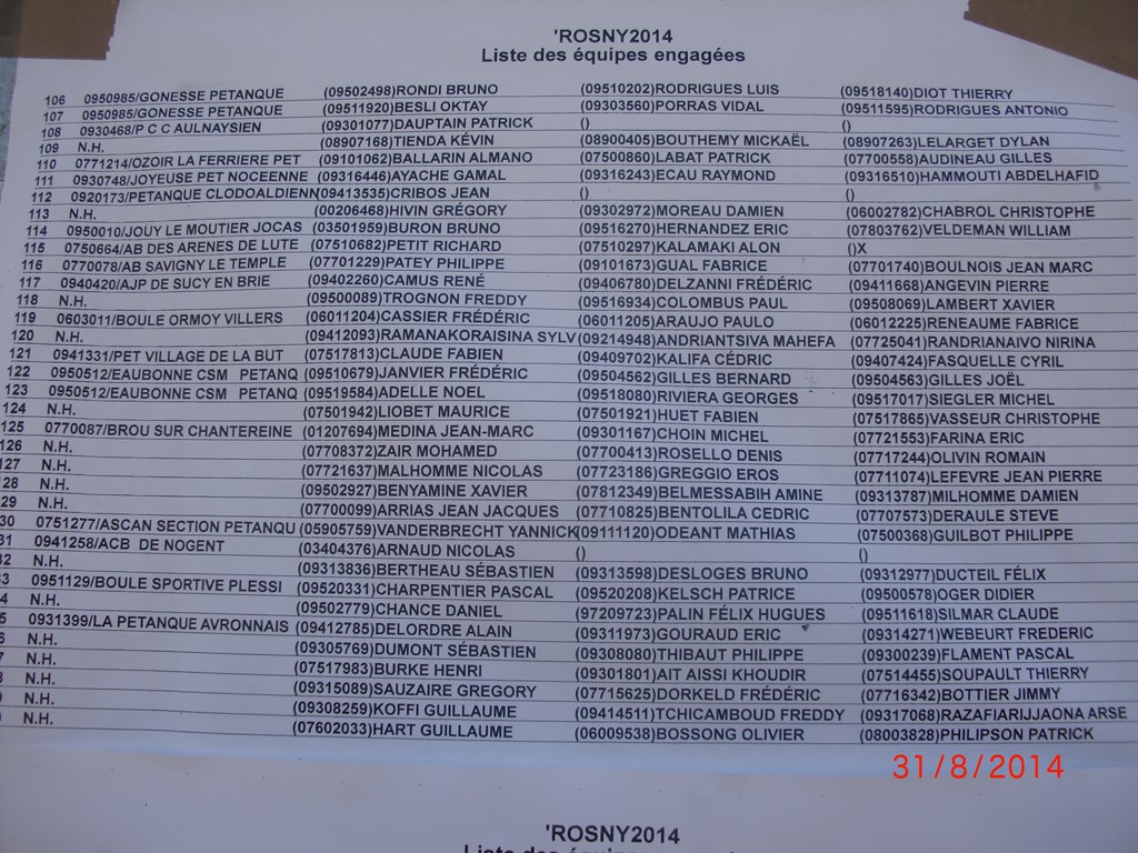 Nationnal de Rosny Sous Bois. Les 30 et 31 08 2014 Nationnal de Rosny Sous Bois. Les 30 et 31 08 2014