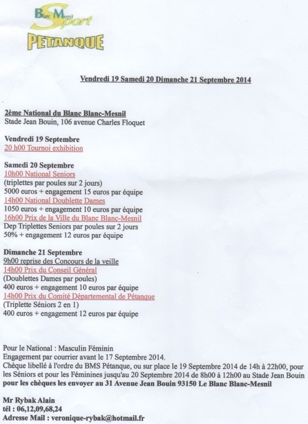 National de BLANC-MESNIL 20 et 21.09.2014