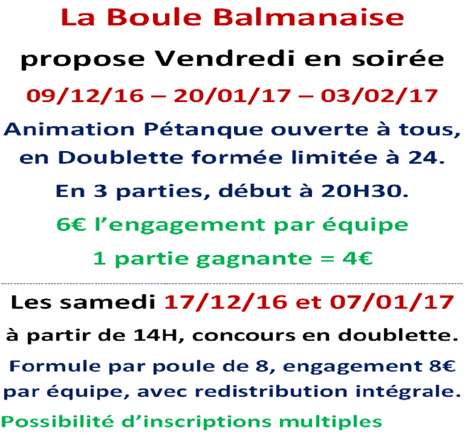 Animation pétanque hivernale Animation pétanque hivernale