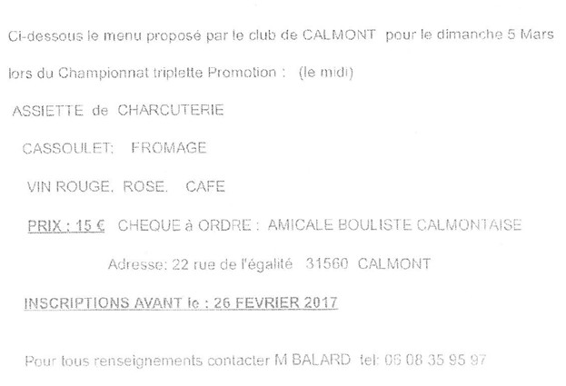 Championnat Promotion 05/03/17 Championnat Promotion 05/03/17