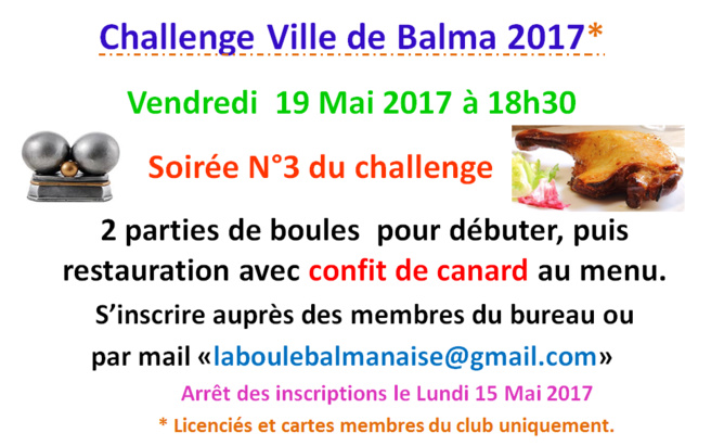Challenge ville de Balma 19.05.17 Challenge ville de Balma 19.05.17