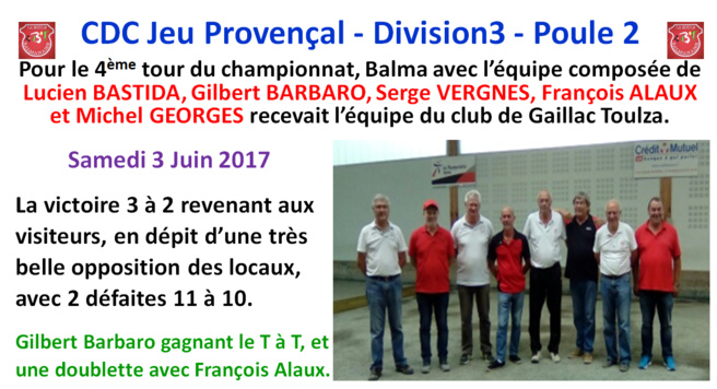 CDC JP Balma - Gaillac Toulza 03/06/17 CDC JP Balma - Gaillac Toulza 03/06/17