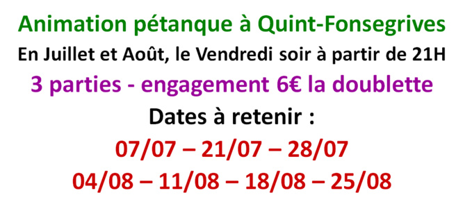 Animation pétanque Quint-Fonsegrives Animation pétanque Quint-Fonsegrives