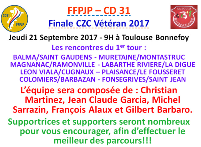Finale CZC vétéran 21/09/17 Finale CZC vétéran 21/09/17