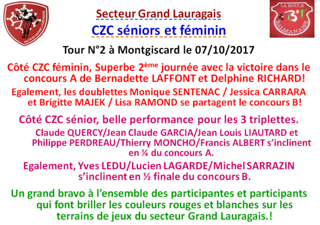 CZC Sénior et Féminin à Montgiscard 07/10/17 CZC Sénior et Féminin à Montgiscard 07/10/17