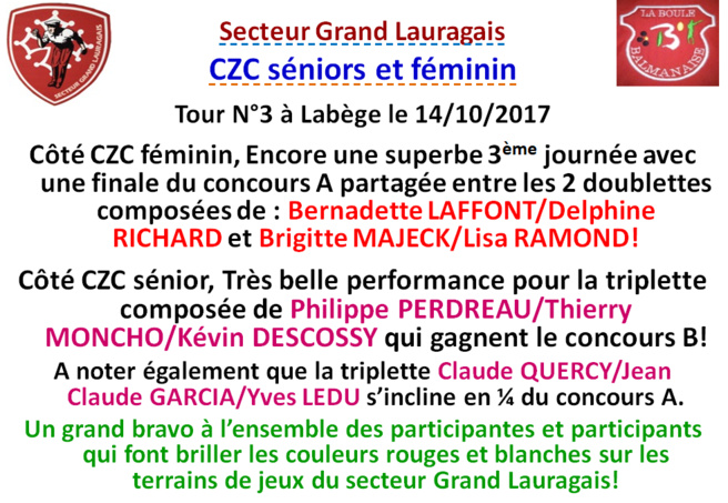 CZC Sénior et Féminin à Labège 15/10/17 CZC Sénior et Féminin à Labège 15/10/17