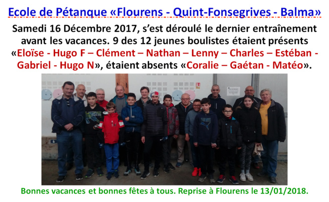 Ecole de pétanque 16/12/17 Ecole de pétanque 16/12/17
