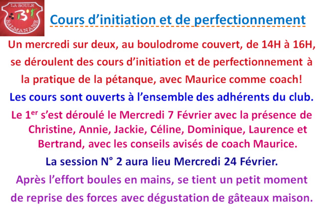 Cours d'Initiation et de Perfectionnement