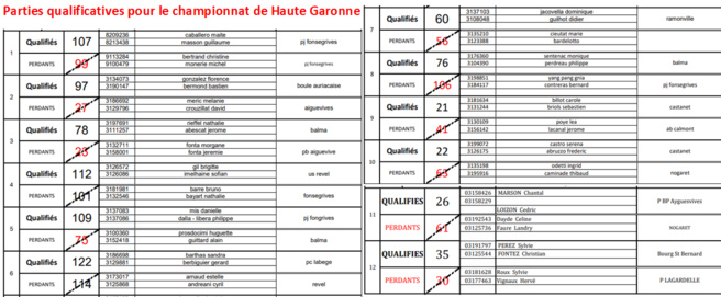 Résultat Doublette Mixte à Castanet