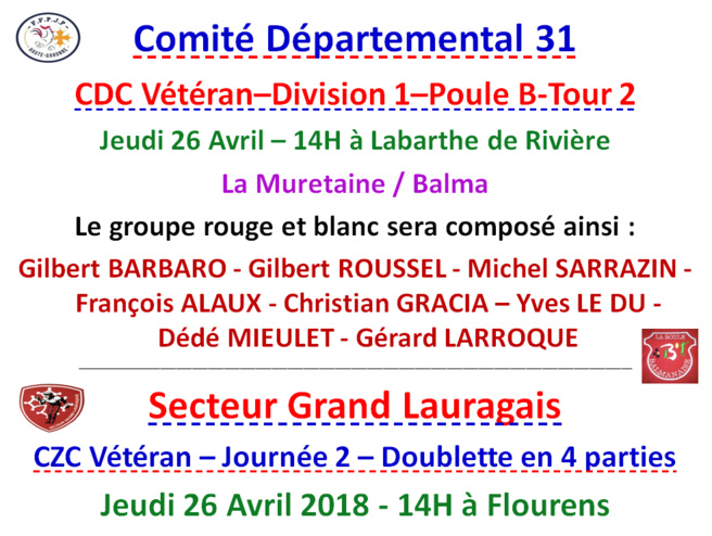 CDC + CZC vétéran 26/04/18