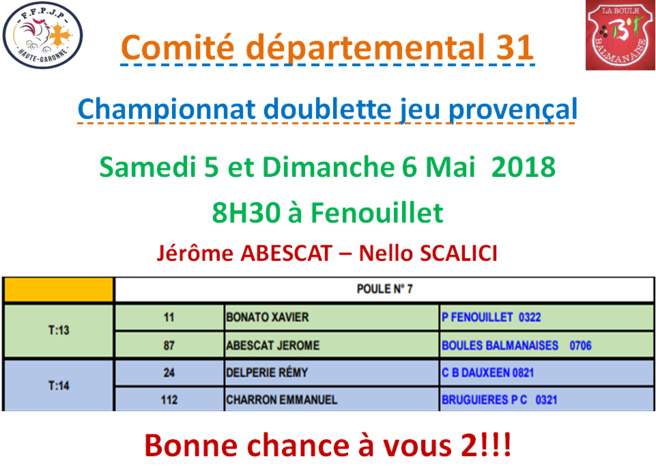 Championnat HG Doublette JP 5_6/05/18 Championnat HG Doublette JP 5_6/05/18
