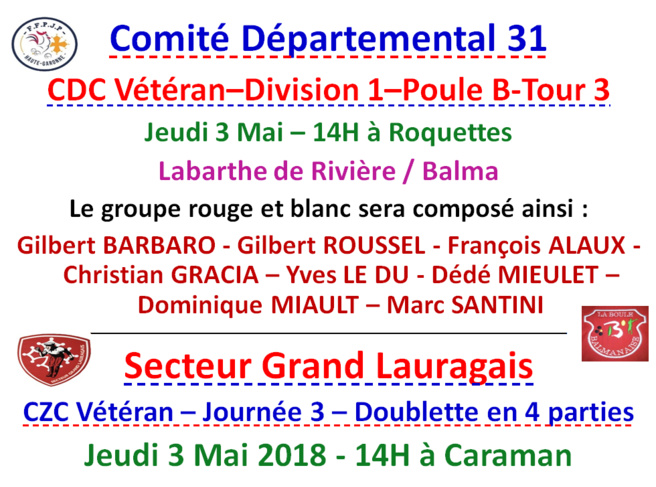 CDC + CZC vétéran 03/05/18 CDC + CZC vétéran 03/05/18