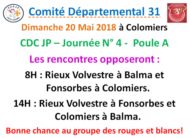 CDC JP Colomiers 20/05/18 CDC JP Colomiers 20/05/18