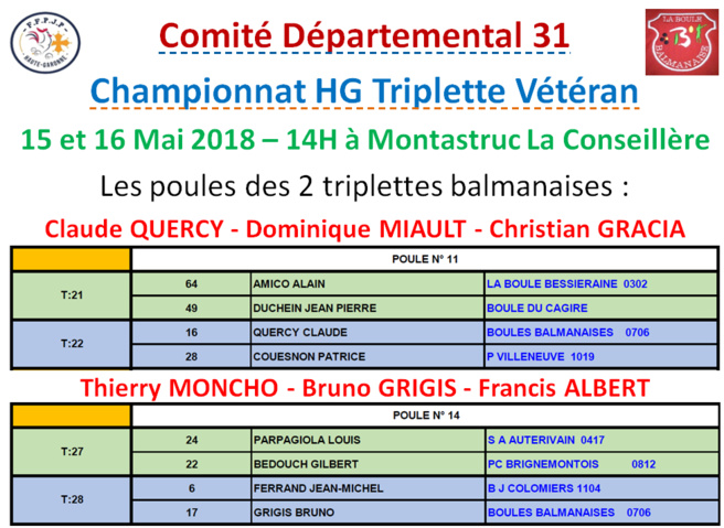 Championnat HG Triplette vétéran 15_16/05/18 Championnat HG Triplette vétéran 15_16/05/18