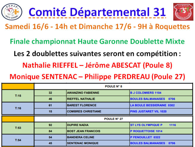 Championnat HG D.Mixte Roquettes 16_17/06/18 Championnat HG D.Mixte Roquettes 16_17/06/18