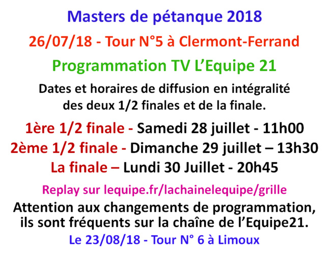 Masters 2018 Etape 5 TV L'équipe21