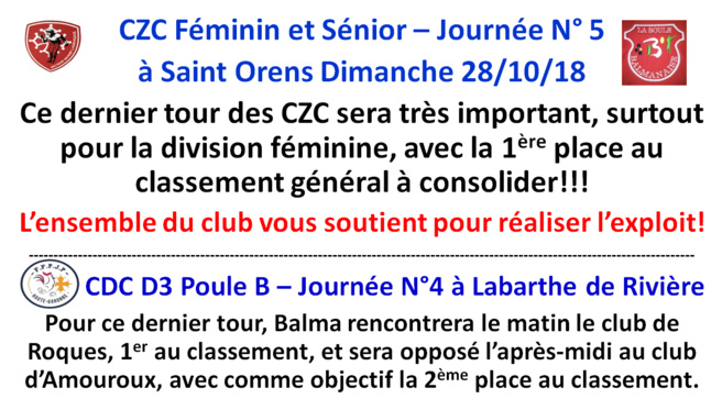 Dernier tour CZC et CDC 28/10/18 Dernier tour CZC et CDC 28/10/18