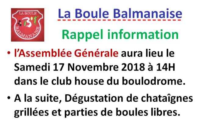 Assemblée Générale 17/11/18