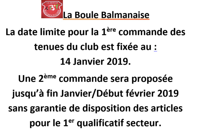 Infos tenues 2019 Infos tenues 2019