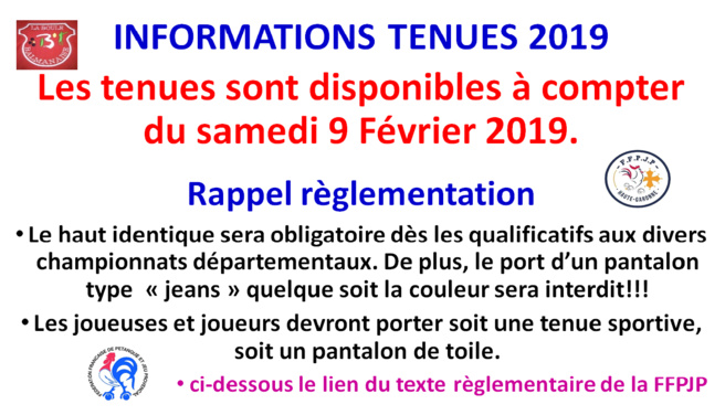 Infos tenues 2019