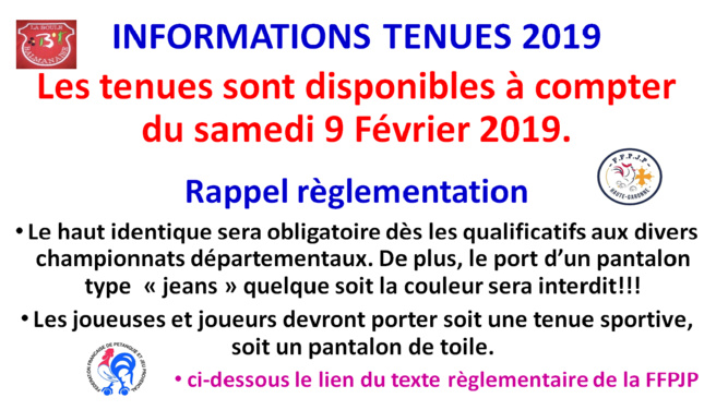 Infos tenues 2019