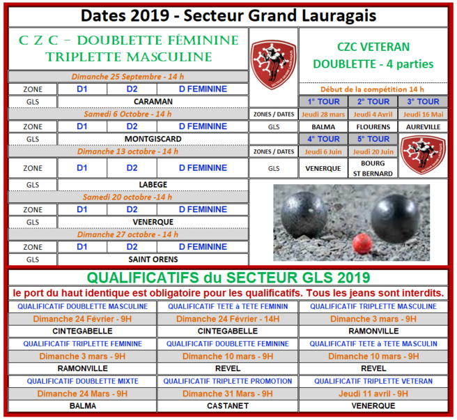 Dates 2019 Secteur du Grand Lauragais. Dates 2019 Secteur du Grand Lauragais.