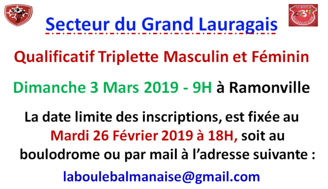 Inscription GLS TF + TM Ramonville 03/03/19 Inscription GLS TF + TM Ramonville 03/03/19