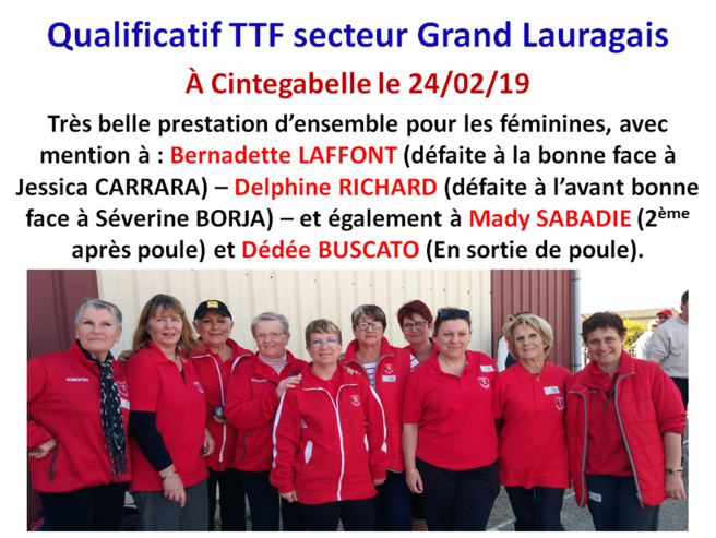 Qualificatif TTF + DH cintegabelle 24/02/19