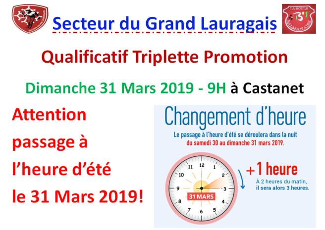 Equipes et Poules Triplette  Promotion à Castanet 31/03/19