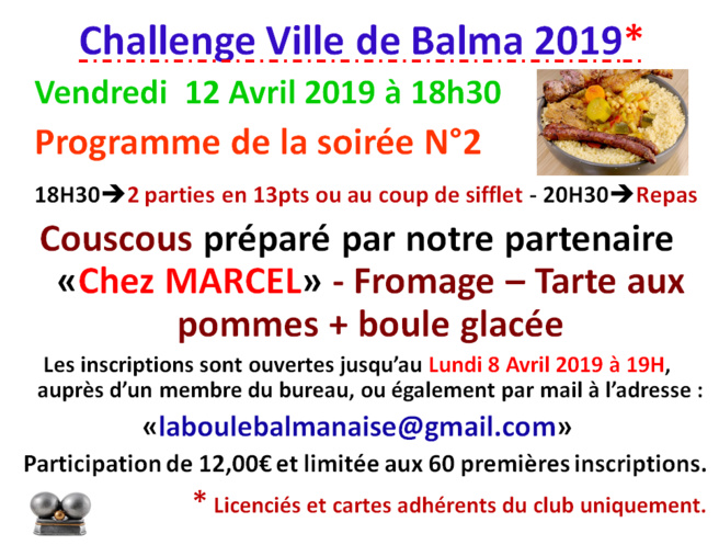 Soirée N°2 challenge ville de Balma Soirée N°2 challenge ville de Balma