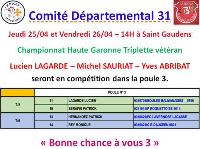 Championnat HG - T vétéran - Saint Gaudens Championnat HG - T vétéran - Saint Gaudens