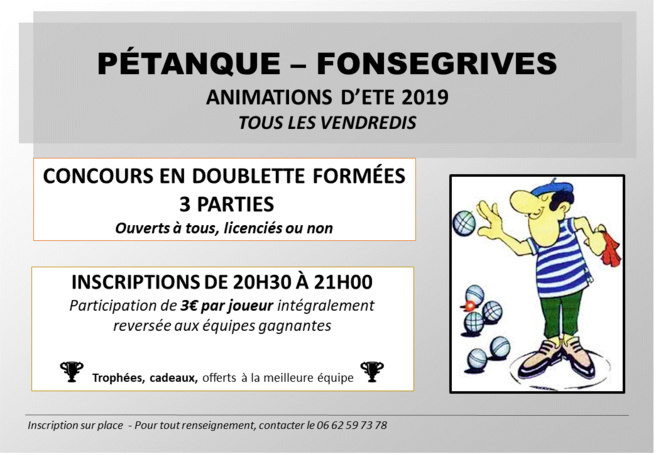 Animation pétanque Quint-Fonsegrives été 2019