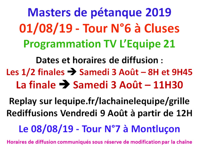 Masters 2019 T6 sur l'équipe TV Masters 2019 T6 sur l'équipe TV