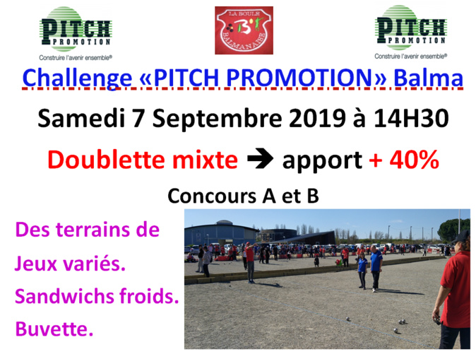 Challenge PITCH PROMOTION Doublette mixte 07/09/19 Challenge PITCH PROMOTION Doublette mixte 07/09/19