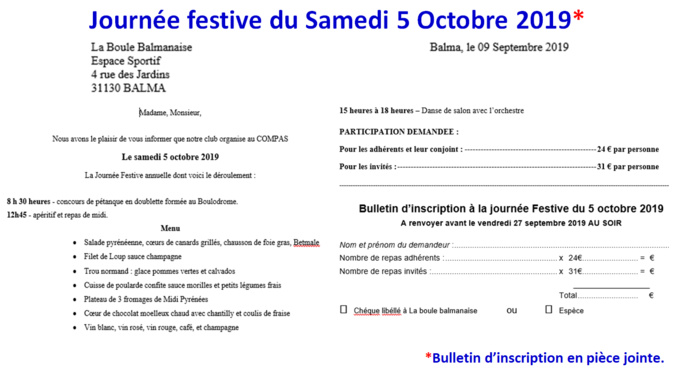 Journée festive 05/10/19 Journée festive 05/10/19