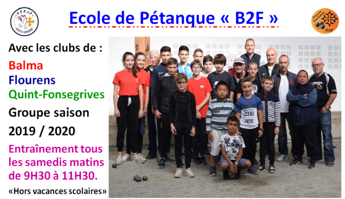 Ecole pétanque B2F saison 2019/2020